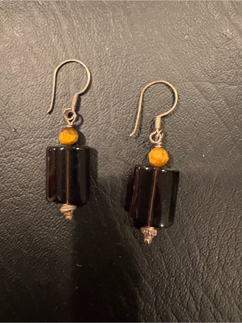 Unknown Brand Black and Yellow Bead Drop Earrings